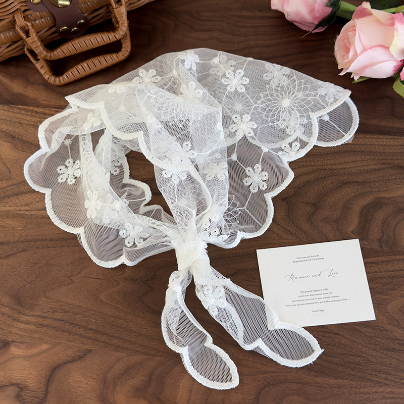 retro nėriniuota gėlėta galvos apdangalas moteriškas trikampis šalikas šilko šalikas plaukų juosta plaukų raištelis kojų apsauga mielas saldus kelioninis galvos apdangalas