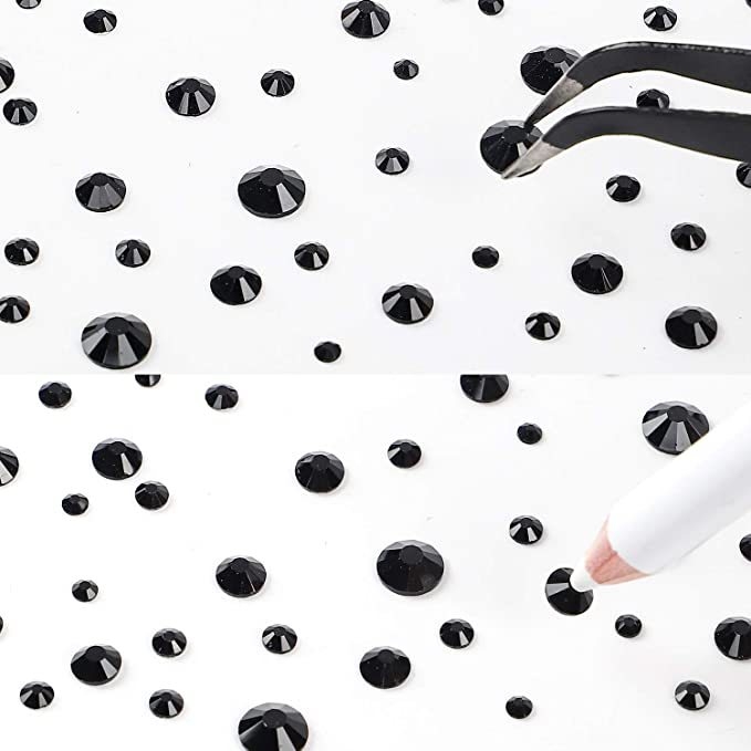 Burghiu plat negru cu fund argintiu + stilou burghiu cu vârf, set pensete accesorii DIY pentru unghii Amazon la modă