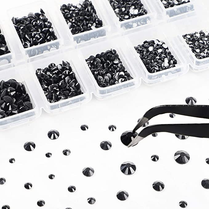 Burghiu plat negru cu fund argintiu + stilou burghiu cu vârf, set pensete accesorii DIY pentru unghii Amazon la modă