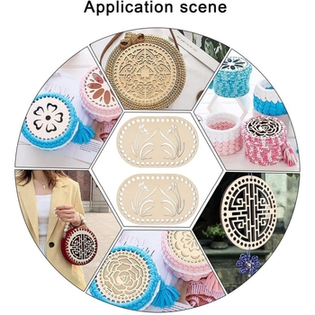 2 vnt. medinio maišelio pagrindo ovalo formos su žolės rašto krepšelio dugnu „pasidaryk pats“ audimo įrankis