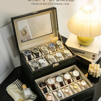 Odinių laikrodžių laikymo dėžutė, rankinių laikrodžių mechaninių laikrodžių demonstravimo dėžutė, didelė talpa, aukštos kokybės, su užraktu