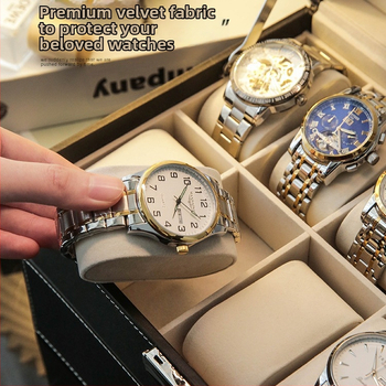 Δερμάτινο κουτί αποθήκευσης ρολογιών, μηχανικό κουτί εμφάνισης ρολογιών, οικιακό κουτί οργάνωσης μεγάλης χωρητικότητας, υψηλής ποιότητας με κλειδαριά