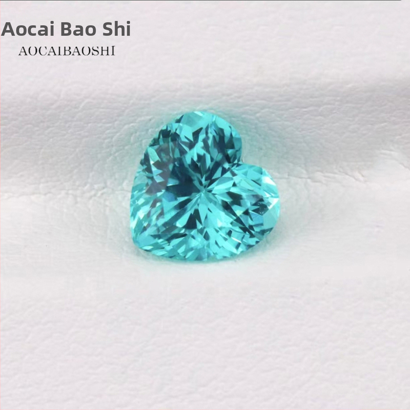 Фабрика за бижута Aucai Bao с права коса, лаборатория за повдигане, метод за култивиране на параиба, сапфир във формата на сърце, основен камък за бижута