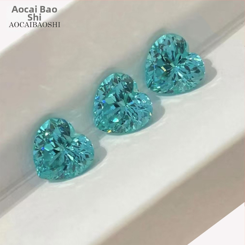 Фабрика за бижута Aucai Bao с права коса, лаборатория за повдигане, метод за култивиране на параиба, сапфир във формата на сърце, основен камък за бижута