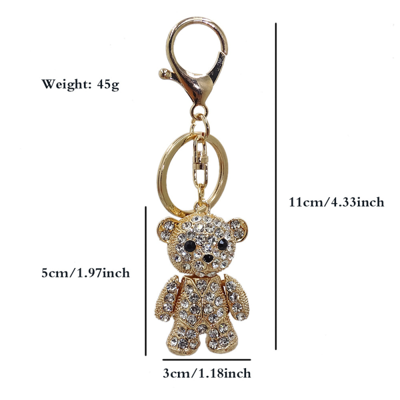 Madingos kūrybinės papuošalų raktų pakabukas, lydinio deimantinis meškiuko krepšys, raktų pakabukas automobiliui, šventinė dovana