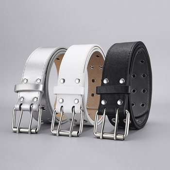 Naujas pankroko stiliaus dvigubos eilės oro akių diržas moteriškas dvigubos adatos sagties madingas kniedės dekoratyvinis kelnių diržas madingas vyriškas ir moteriškas diržas