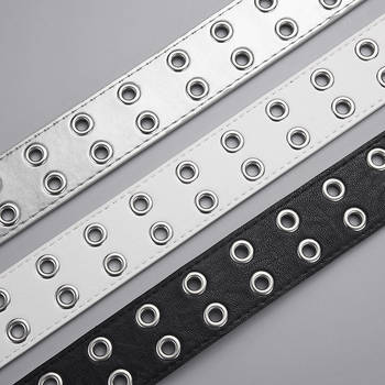 Naujas pankroko stiliaus dvigubos eilės oro akių diržas moteriškas dvigubos adatos sagties madingas kniedės dekoratyvinis kelnių diržas madingas vyriškas ir moteriškas diržas