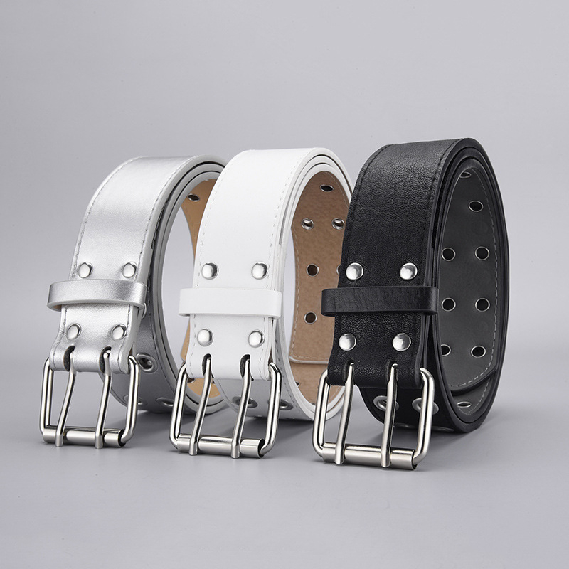 Naujas pankroko stiliaus dvigubos eilės oro akių diržas moteriškas dvigubos adatos sagties madingas kniedės dekoratyvinis kelnių diržas madingas vyriškas ir moteriškas diržas