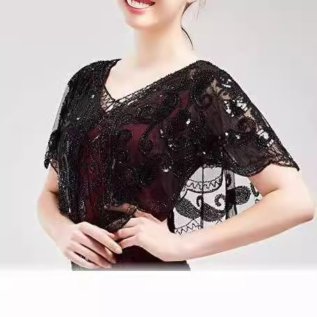 [Karoliukų šifravimas] Nauja, lengviausia derinti sunkiosios pramonės blizgučių blizgučių suknelė su blizgučiais puošta karoliukais ir skara su blizgučiais