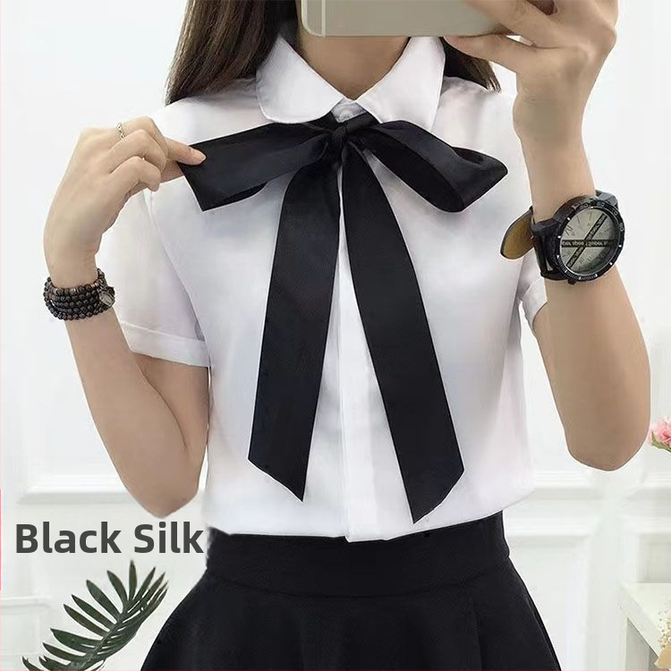 Leptir-mašna za žene, nova čipkasta, korejski stil, britanski akademski stil, valovita točkica, jednobojna, šifonska kravata, vrpca, modna mašna