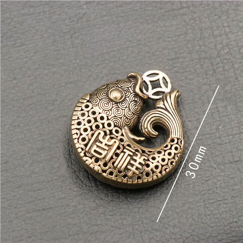 Žalvarinis koi raktų pakabukas, kilnojamas auksinės žuvelės raktas, automobilio pakabukas, gryno vario koi feng shui raktų pakabukas, didmeninė prekyba