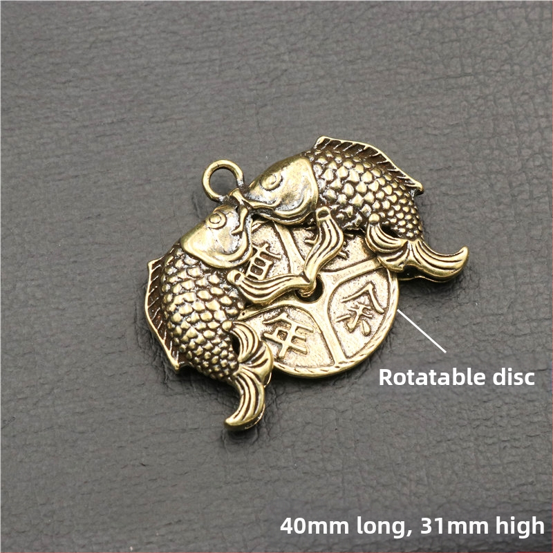 Žalvarinis koi raktų pakabukas, kilnojamas auksinės žuvelės raktas, automobilio pakabukas, gryno vario koi feng shui raktų pakabukas, didmeninė prekyba