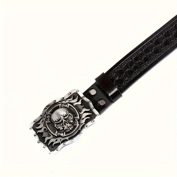 Vesterno džinsinio cinko lydinio diržas su didele plokštele sagtimi, vintažinis reljefinis pankroko stiliaus unisex PU odos diržas