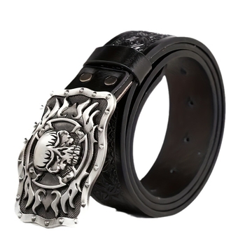 Vesterno džinsinio cinko lydinio diržas su didele plokštele sagtimi, vintažinis reljefinis pankroko stiliaus unisex PU odos diržas