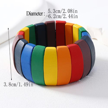 Euroopa ja Ameerika retro etnilise stiili käsitsi kootud veniv käevõru naistele, geomeetriline boheemlaslik puidust helmestega käevõru