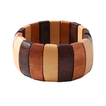 Euroopa ja Ameerika retro etnilise stiili käsitsi kootud veniv käevõru naistele, geomeetriline boheemlaslik puidust helmestega käevõru