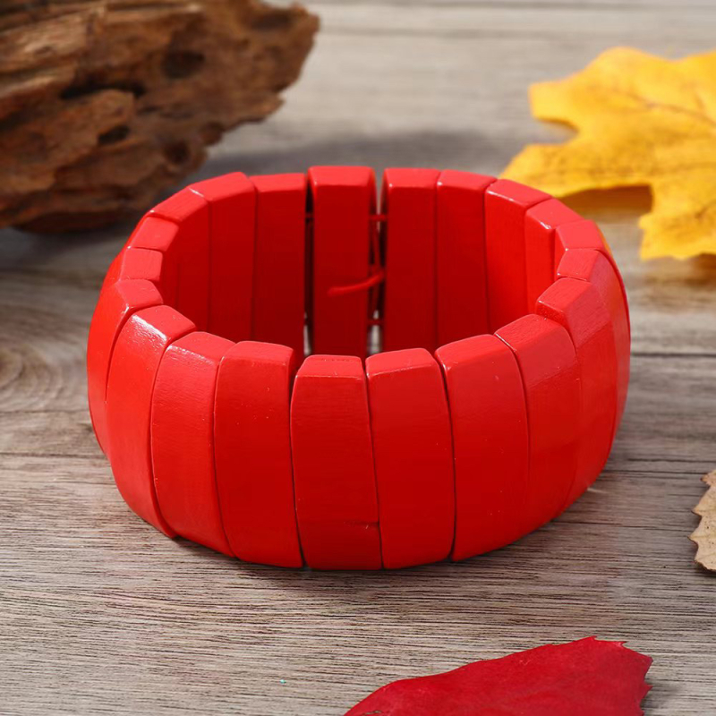 Euroopa ja Ameerika retro etnilise stiili käsitsi kootud veniv käevõru naistele, geomeetriline boheemlaslik puidust helmestega käevõru