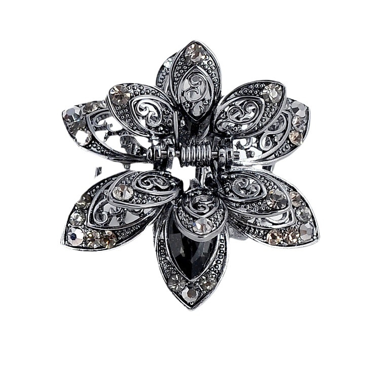 Tarpvalstybinio šaltinio moteriškų plaukų aksesuarų segtukas su krištolo grąžtu, tuščiaviduriu griebtuvu, „AliExpress“ lydinio plaukų segtukas