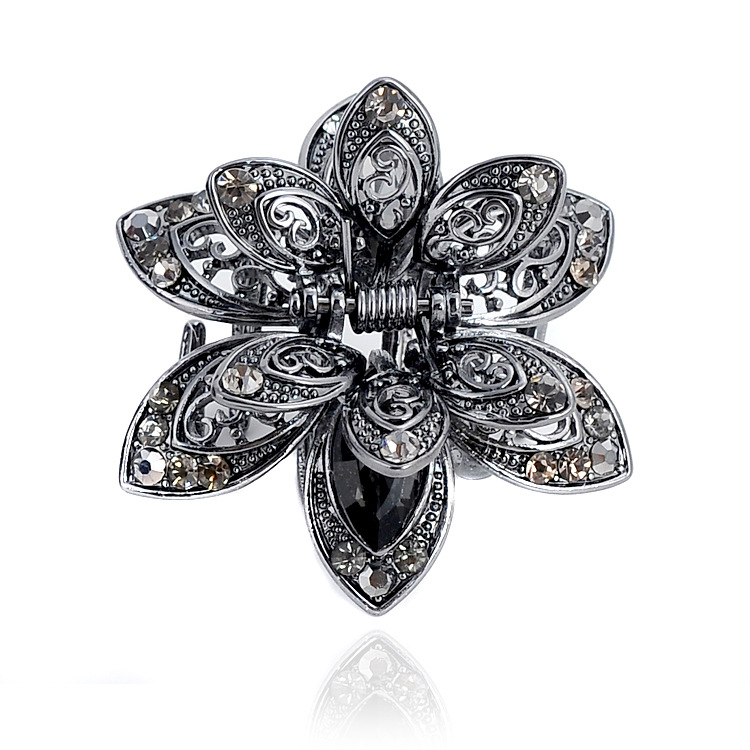 Tarpvalstybinio šaltinio moteriškų plaukų aksesuarų segtukas su krištolo grąžtu, tuščiaviduriu griebtuvu, „AliExpress“ lydinio plaukų segtukas