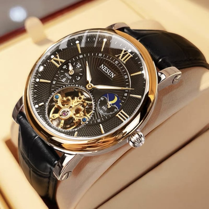 NESUN NISHAN ceas mecanic automat luminos la modă impermeabil curea cu volan gol ceas bărbătesc 9091