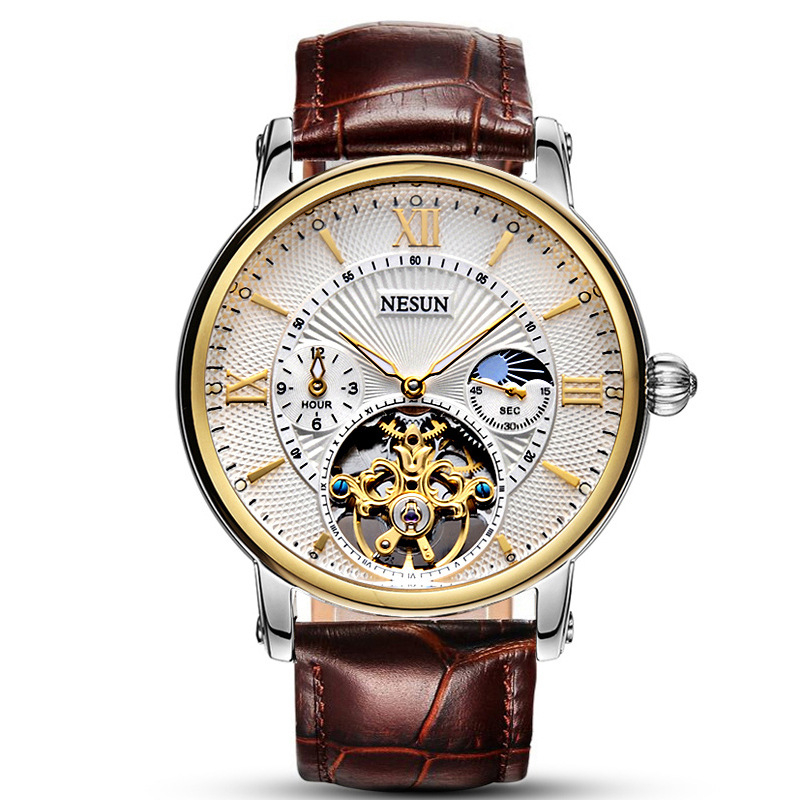 NESUN NISHAN ceas mecanic automat luminos la modă impermeabil curea cu volan gol ceas bărbătesc 9091