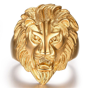 Inel punk pentru bărbați, bijuterii hip-hop rock, la modă europeană și americană, cu cap de leu dominant, din oțel titan, din oțel inoxidabil