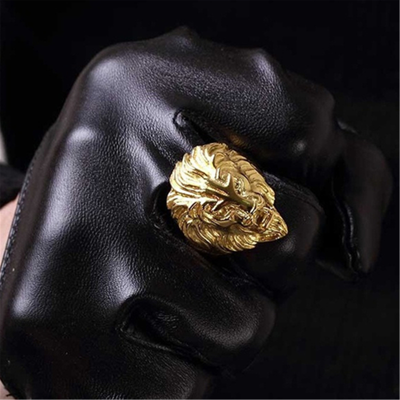 Inel punk pentru bărbați, bijuterii hip-hop rock, la modă europeană și americană, cu cap de leu dominant, din oțel titan, din oțel inoxidabil