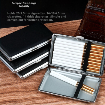 Νέα θήκη τσιγάρων από λεπτό μέταλλο PU δέρματος 5.5 ιντσών, 20 τεμάχια τσιγάρων 10 χιλιοστών, εξαιρετικά λεπτή, εξατομικευμένη, δημιουργική θήκη τσιγάρων αποθήκευσης