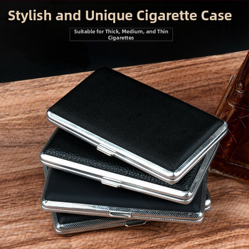 Νέα θήκη τσιγάρων από λεπτό μέταλλο PU δέρματος 5.5 ιντσών, 20 τεμάχια τσιγάρων 10 χιλιοστών, εξαιρετικά λεπτή, εξατομικευμένη, δημιουργική θήκη τσιγάρων αποθήκευσης