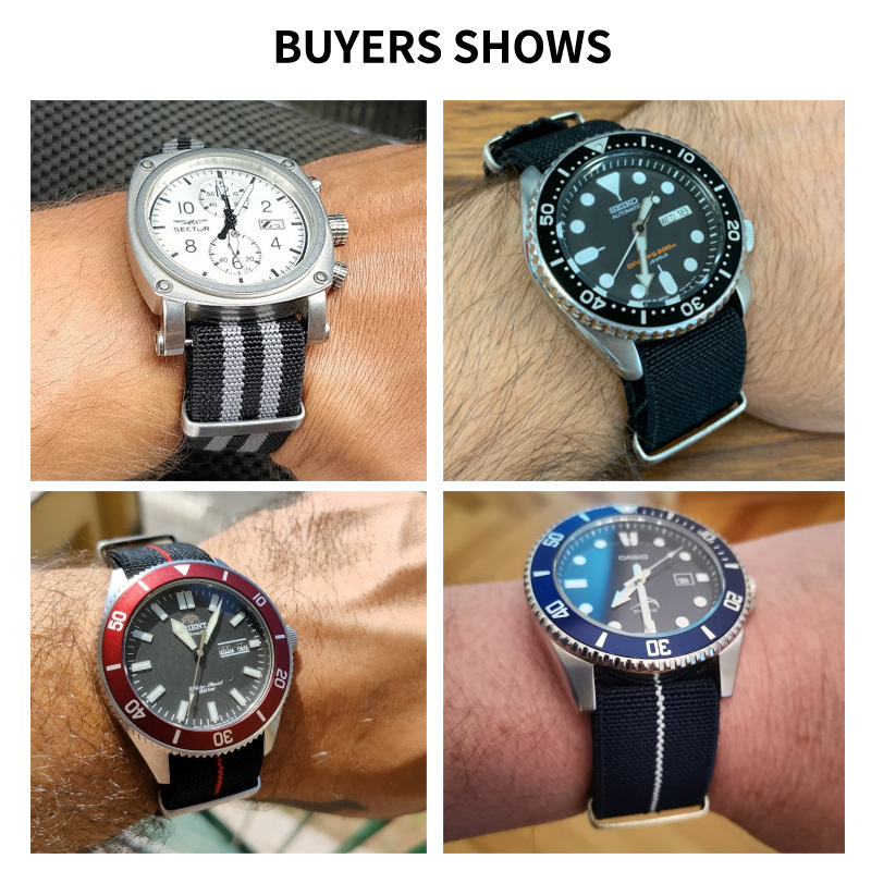 NATO vyrų ir moterų NATO nailono elastinė vieno dirželio 18 20 22 mm parašiuto formos elastinė austa laikrodžio apyrankė