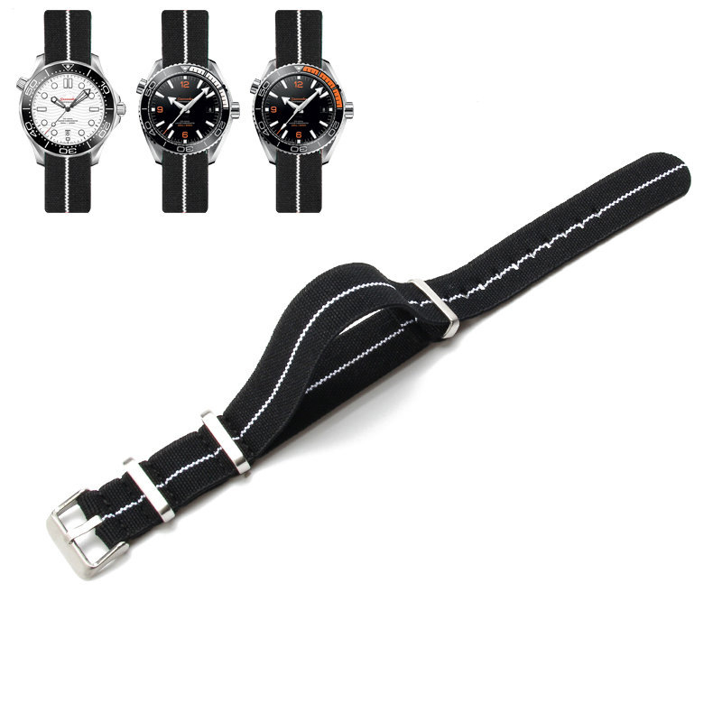 NATO vyrų ir moterų NATO nailono elastinė vieno dirželio 18 20 22 mm parašiuto formos elastinė austa laikrodžio apyrankė