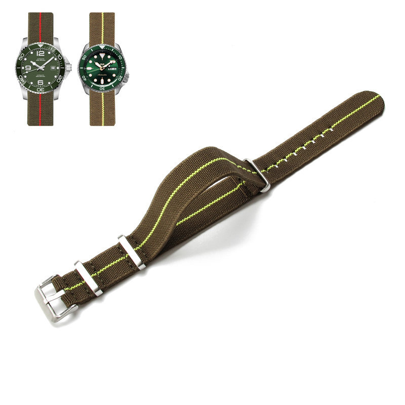 NATO vyrų ir moterų NATO nailono elastinė vieno dirželio 18 20 22 mm parašiuto formos elastinė austa laikrodžio apyrankė