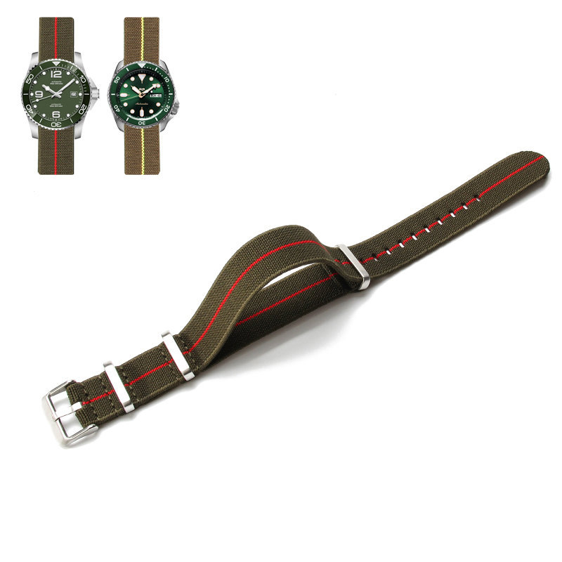 NATO vyrų ir moterų NATO nailono elastinė vieno dirželio 18 20 22 mm parašiuto formos elastinė austa laikrodžio apyrankė