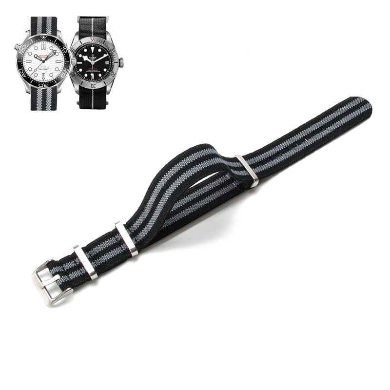 NATO vyrų ir moterų NATO nailono elastinė vieno dirželio 18 20 22 mm parašiuto formos elastinė austa laikrodžio apyrankė