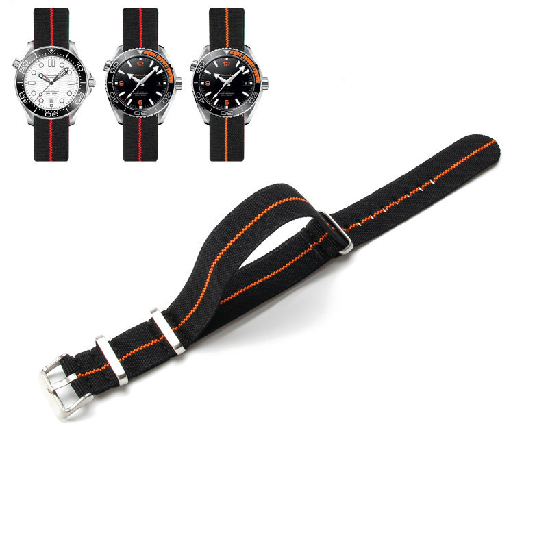NATO vyrų ir moterų NATO nailono elastinė vieno dirželio 18 20 22 mm parašiuto formos elastinė austa laikrodžio apyrankė
