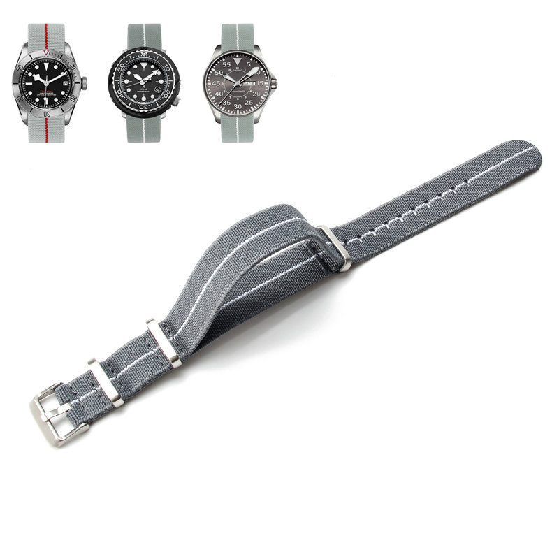 NATO vyrų ir moterų NATO nailono elastinė vieno dirželio 18 20 22 mm parašiuto formos elastinė austa laikrodžio apyrankė