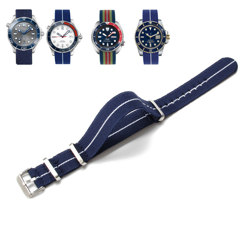 NATO vyrų ir moterų NATO nailono elastinė vieno dirželio 18 20 22 mm parašiuto formos elastinė austa laikrodžio apyrankė