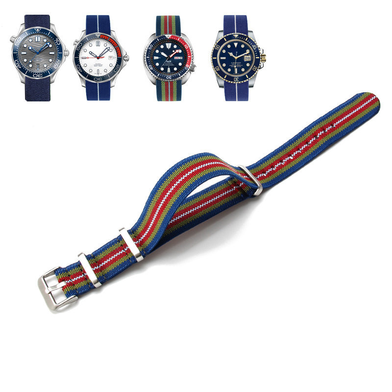 NATO vyrų ir moterų NATO nailono elastinė vieno dirželio 18 20 22 mm parašiuto formos elastinė austa laikrodžio apyrankė