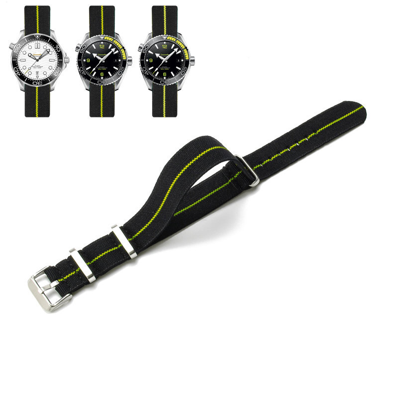 NATO vyrų ir moterų NATO nailono elastinė vieno dirželio 18 20 22 mm parašiuto formos elastinė austa laikrodžio apyrankė