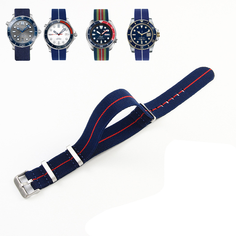 NATO vyrų ir moterų NATO nailono elastinė vieno dirželio 18 20 22 mm parašiuto formos elastinė austa laikrodžio apyrankė