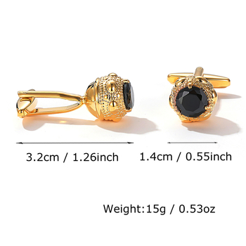 Muške manžete visokokvalitetne prekogranične vruće prodavane lagane luksuzne umetnute crne cirkone okrugle zlatne srebrne nakit na zalihi veleprodaja