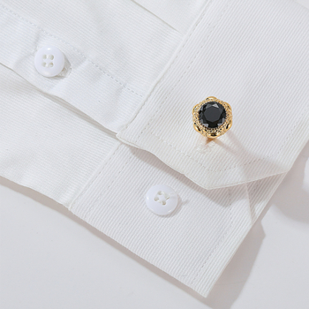 Muške manžete visokokvalitetne prekogranične vruće prodavane lagane luksuzne umetnute crne cirkone okrugle zlatne srebrne nakit na zalihi veleprodaja