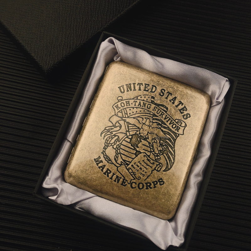 Kūrybingas metalinis cigarečių dėklas, 20 vnt., drėgmei atsparus, slėgiui atsparus, personalizuotas cigarečių dėklas, retro bronzos spalvos, atverčiamas, raižytas, raižytas cigarečių dėklas