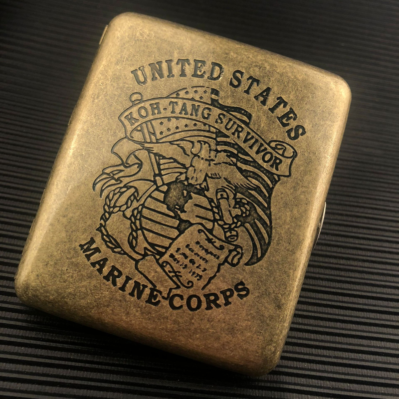 Kūrybingas metalinis cigarečių dėklas, 20 vnt., drėgmei atsparus, slėgiui atsparus, personalizuotas cigarečių dėklas, retro bronzos spalvos, atverčiamas, raižytas, raižytas cigarečių dėklas