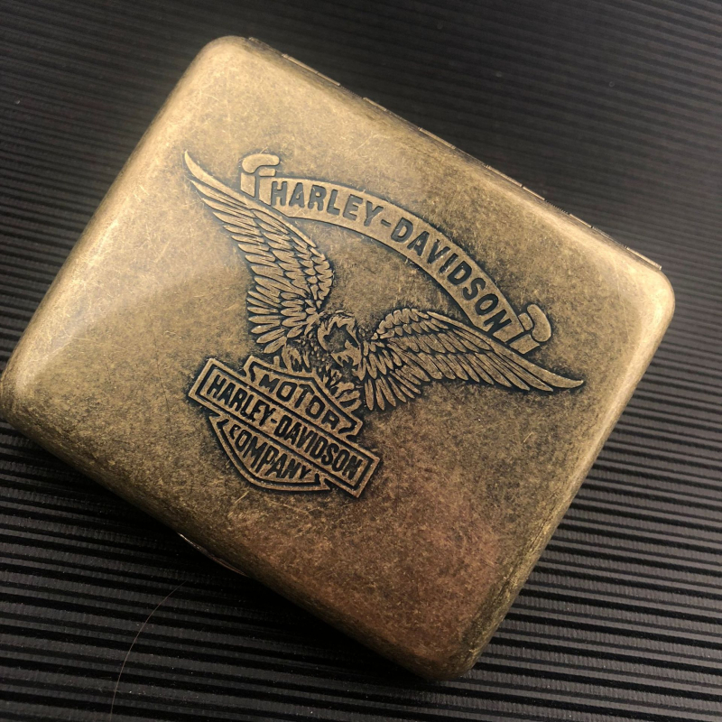 Kūrybingas metalinis cigarečių dėklas, 20 vnt., drėgmei atsparus, slėgiui atsparus, personalizuotas cigarečių dėklas, retro bronzos spalvos, atverčiamas, raižytas, raižytas cigarečių dėklas