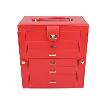 Διασυνοριακά σε απόθεμα Δερμάτινο κουτί κοσμημάτων πολλαπλών στρώσεων Φορητό κουτί κοσμημάτων 6 στρώσεων Σκουλαρίκια Δαχτυλίδι Κολιέ Κουτί αποθήκευσης