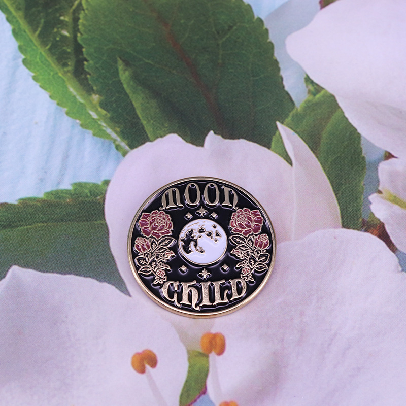 Broșă cu flori pentru copii, lună, bijuterii celeste, rucsac, jachetă, drăguț Art Deco