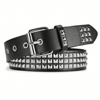 Europietiškas ir amerikietiškas tarpvalstybinis kvadratinių karoliukų kniedžių piramidės inkrustuotas moteriškas diržas pankroko stiliaus asmenybės kilpelės dekoratyvinis diržas moterims