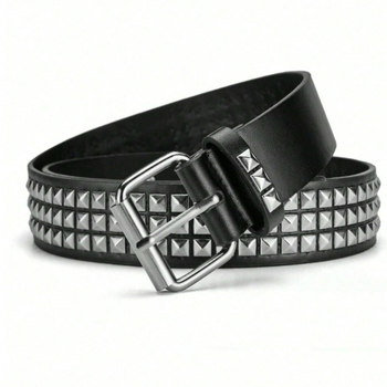 Europietiškas ir amerikietiškas tarpvalstybinis kvadratinių karoliukų kniedžių piramidės inkrustuotas moteriškas diržas pankroko stiliaus asmenybės kilpelės dekoratyvinis diržas moterims