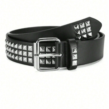 Europietiškas ir amerikietiškas tarpvalstybinis kvadratinių karoliukų kniedžių piramidės inkrustuotas moteriškas diržas pankroko stiliaus asmenybės kilpelės dekoratyvinis diržas moterims